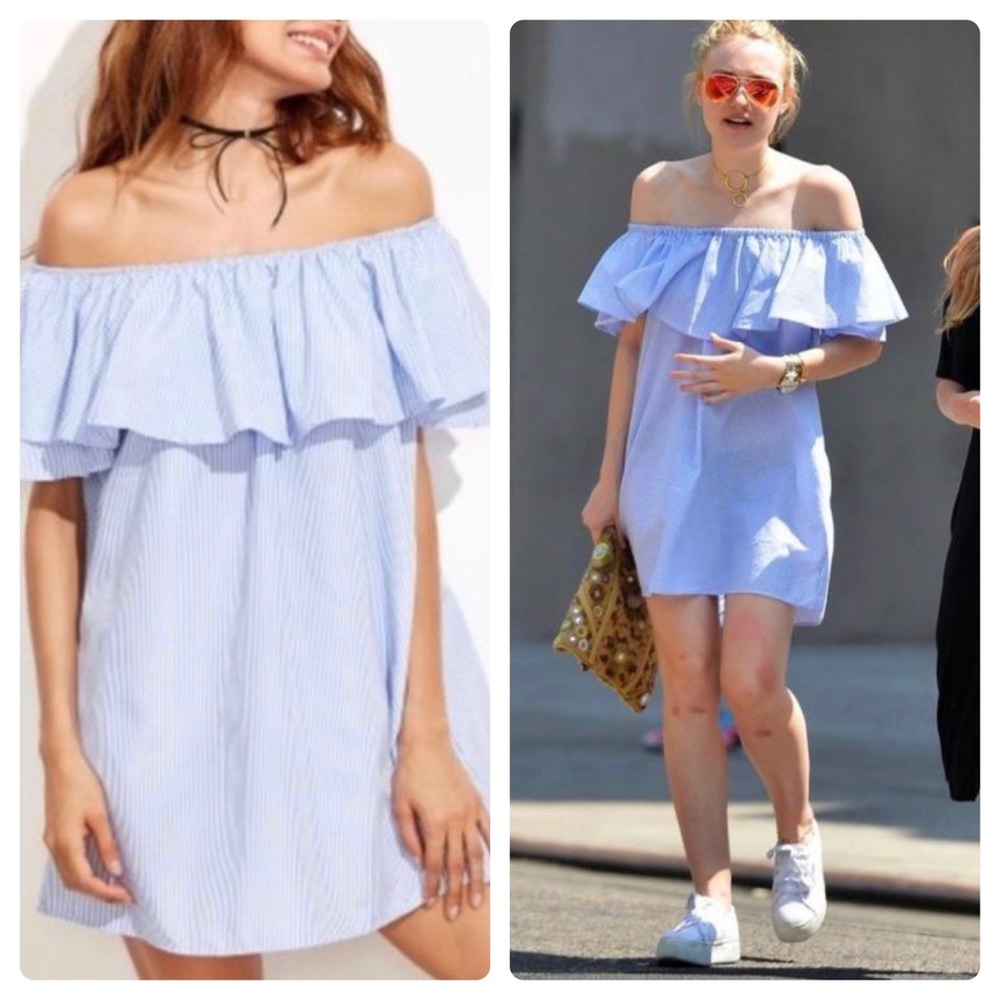 Zara Seersucker Strapless Mini Dress